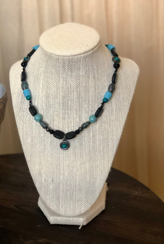 Turquoise & Glass Necklace